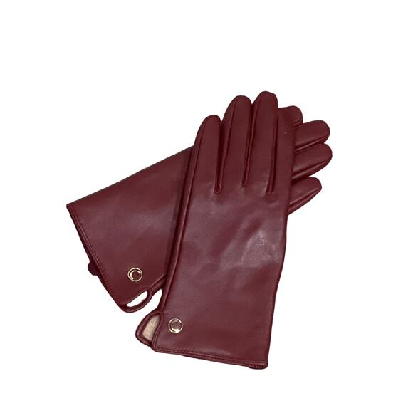 chulrita Accessories - Chulrita - Maroon Faux Leather Gloves, Size M, 1155B